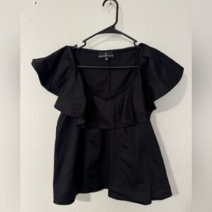 Tuckernuck Pomander Place Flutter Sleeve Neck Black Size XS